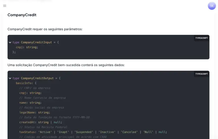 Documentação da API de consulta de crédito CNPJ